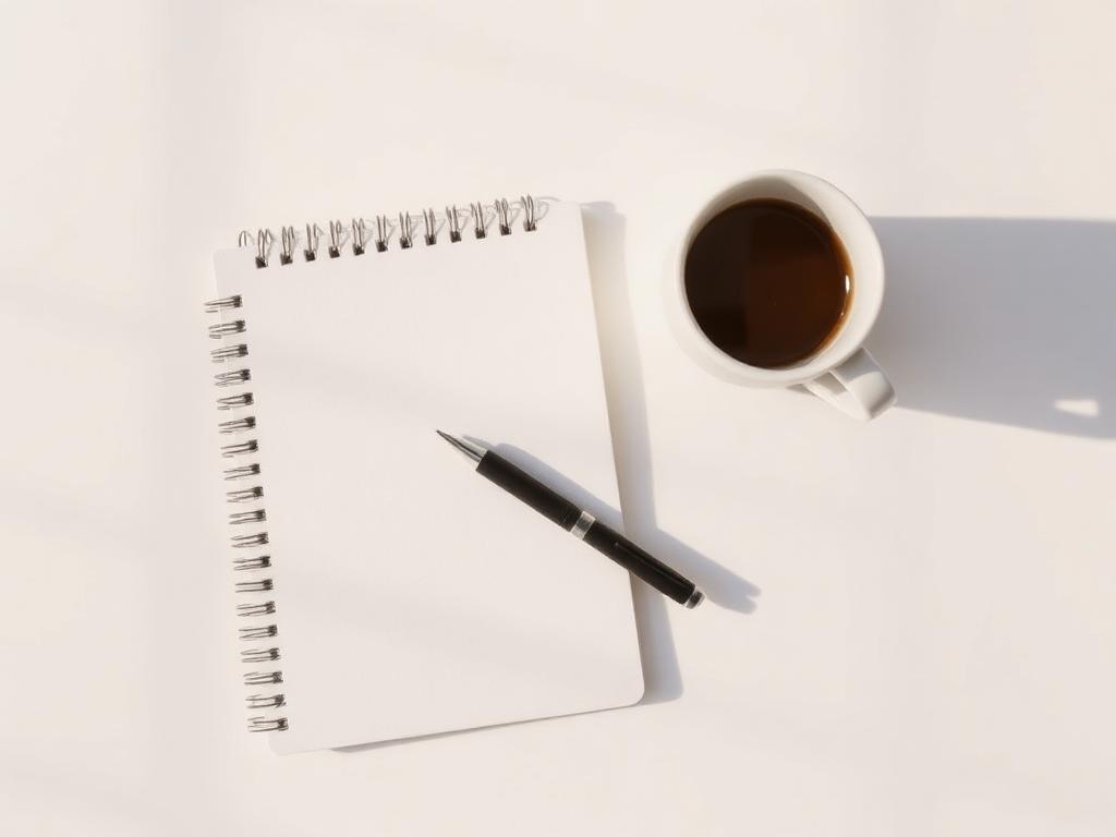 Notepad and coffee